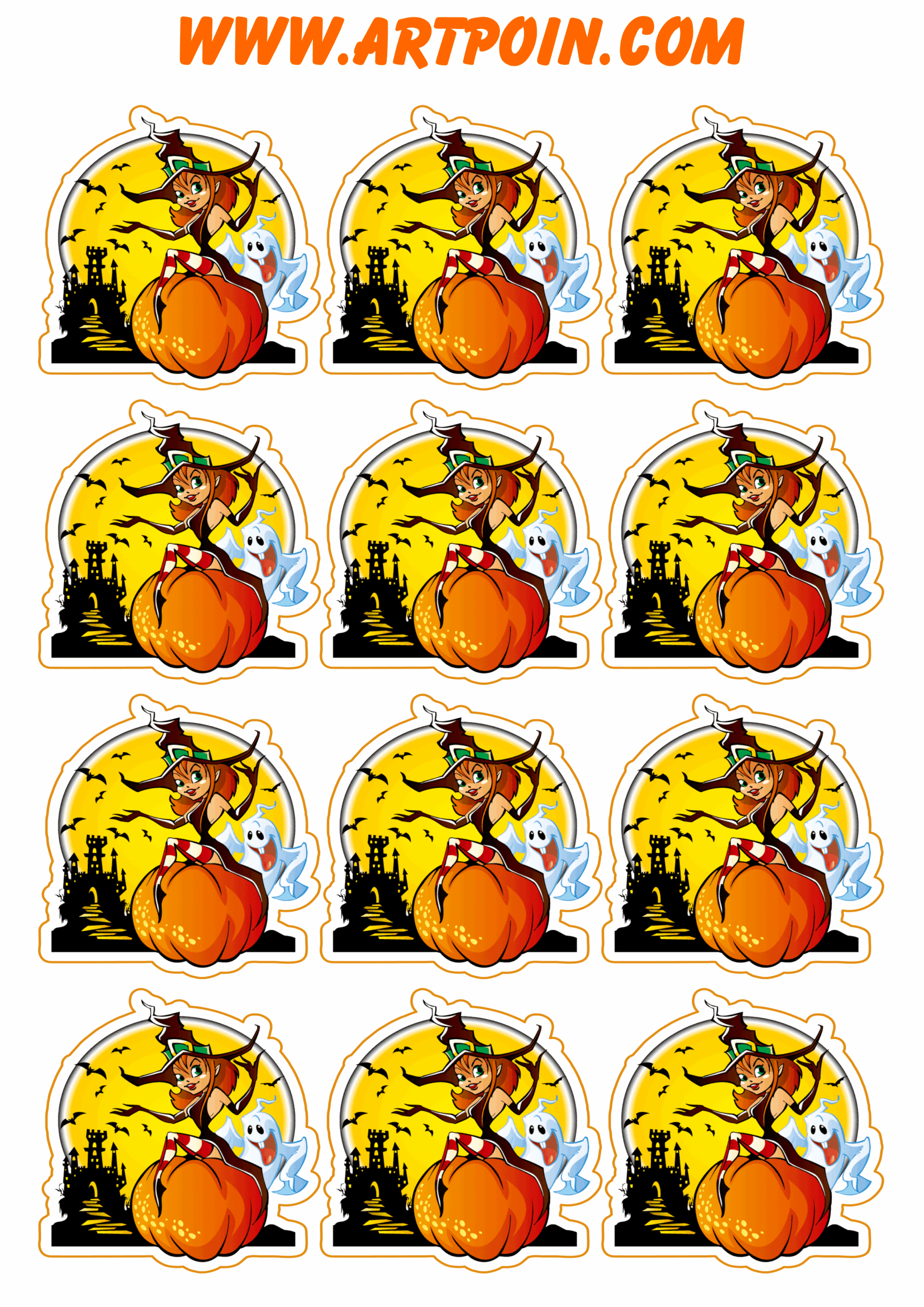 Halloween stickers for decoration witch printable 12 images png