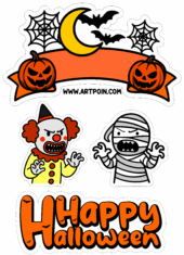 cake topper happy halloween party