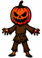 halloween pumpkin head scarycrow
