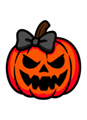 halloween pumpkin head wearing ribbon