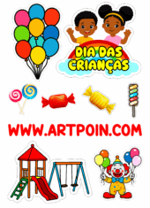 topo de bolo dia das crianças imagem bonita para decoração balões e doces