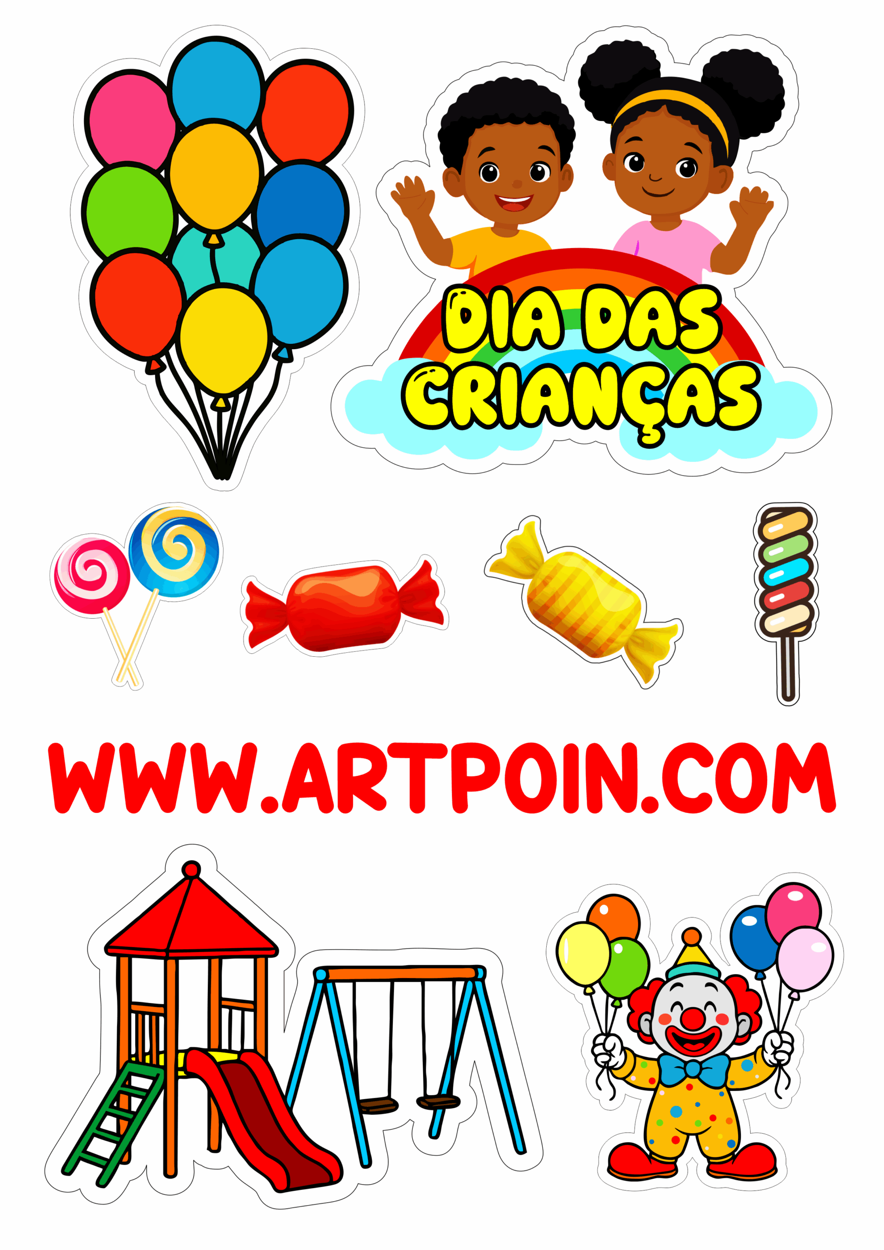 12 de outubro dia das crianças topo de bolo para imprimir decoração de festas artes gráficas desenhos fofinhos png