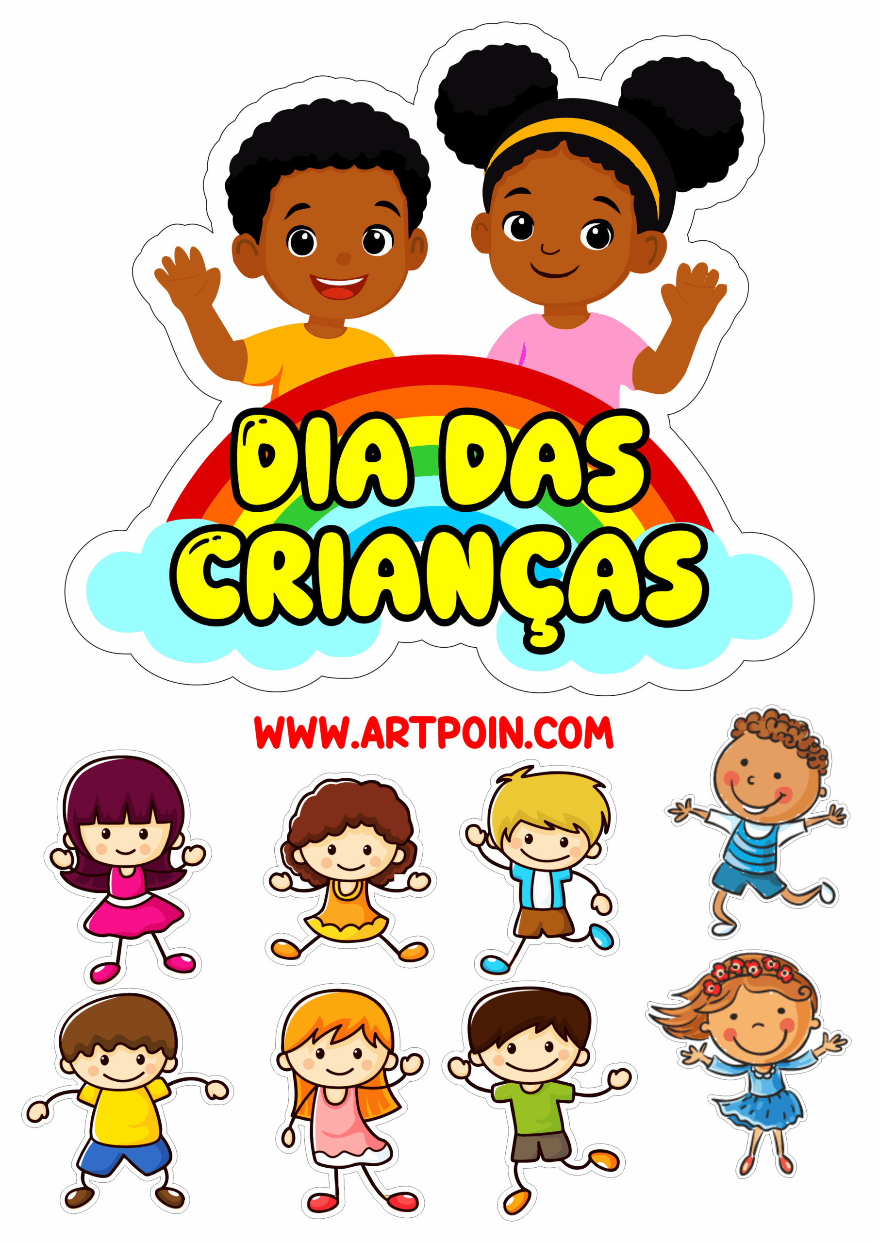 Dia das crianças topo de bolo para imprimir decoração de festas artes gráficas desenhos fofinhos 12 de outubro png