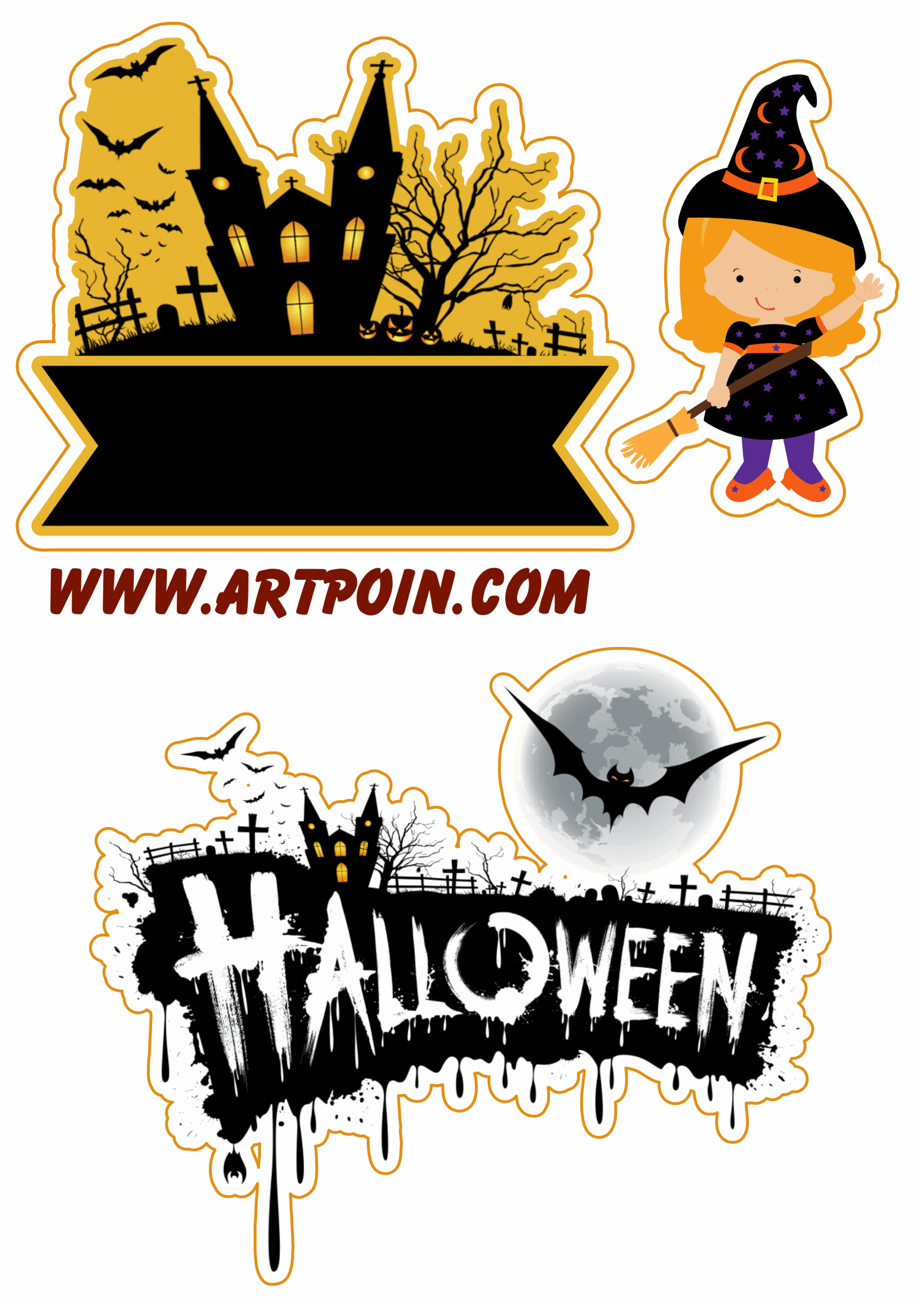 Topo de bolo halloween grátis para imprimir e decorar sua festa png