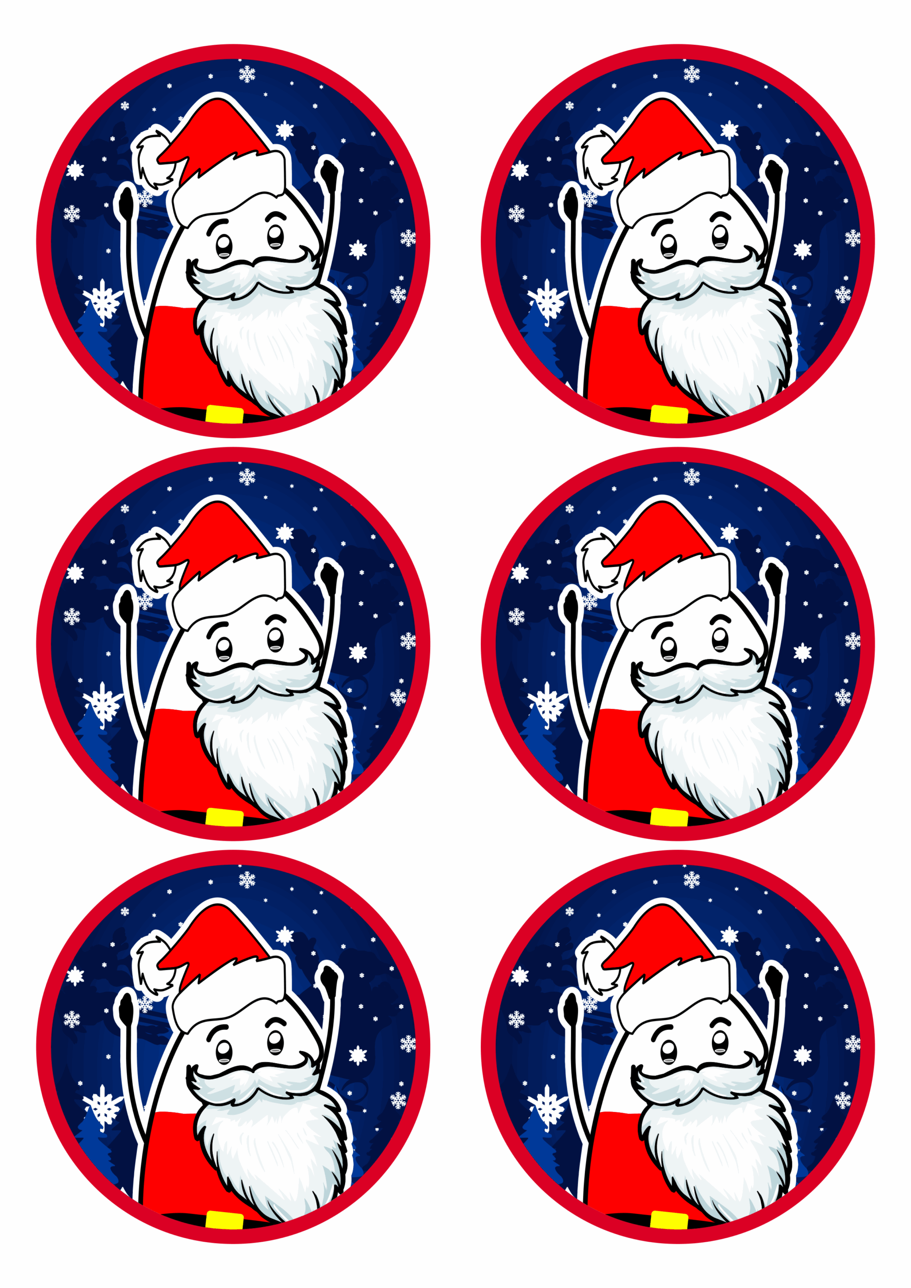 Merry christmas sticker decor funny images flork of cows with santa claus hat 6 images png