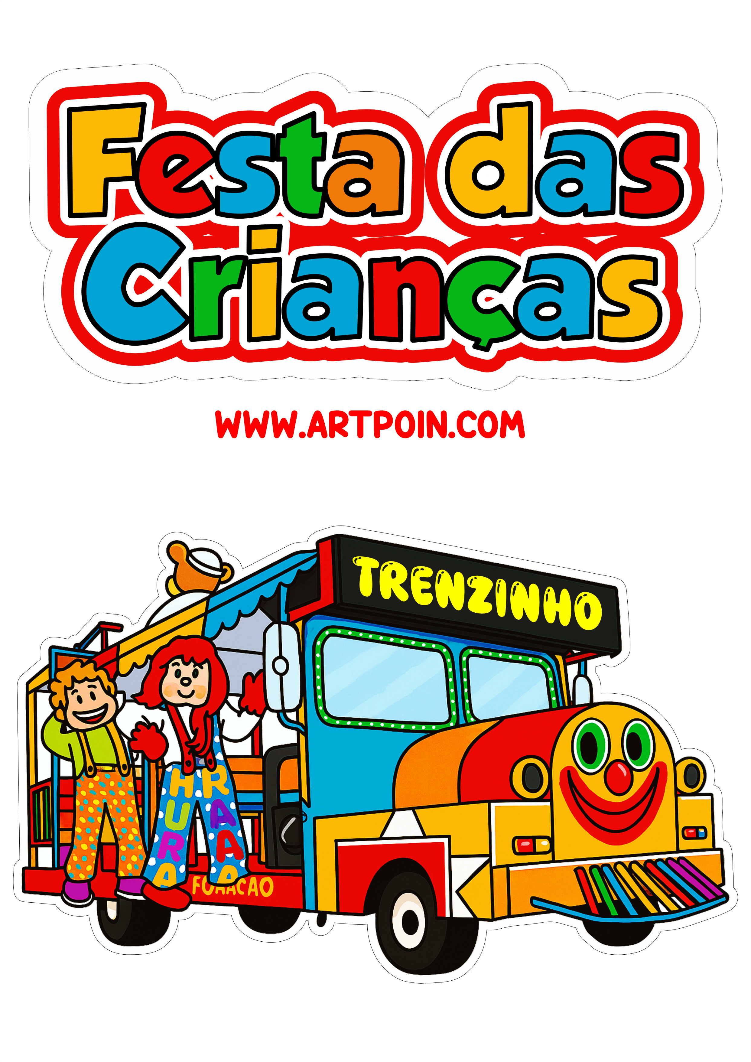 Dia das crianças imagens para decoração topo de bolo centro de mesa desenhos coloridos trenzinho carreta furacão png