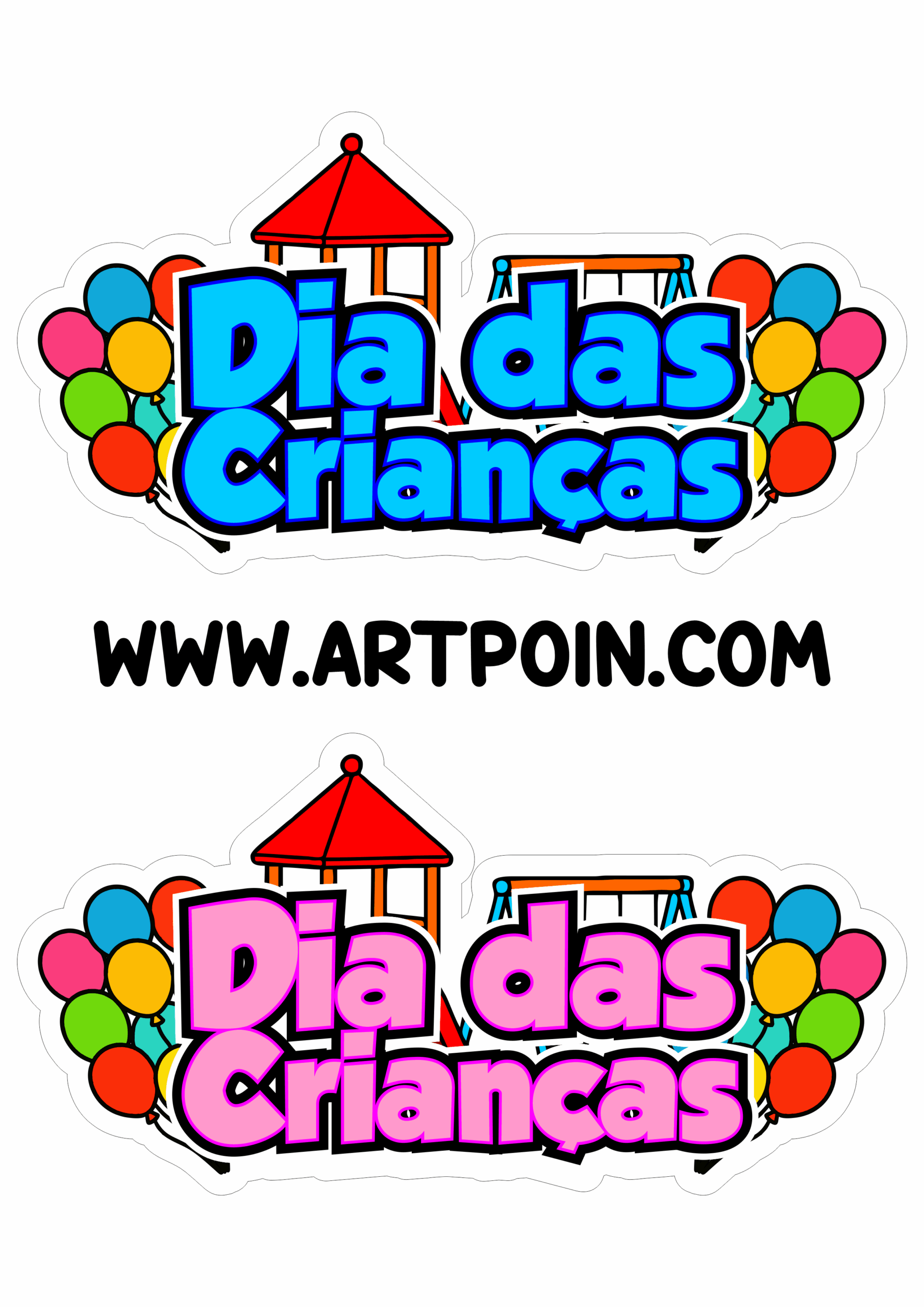 Dia das crianças letreiro azul e rosa para designers e decoração de festas png