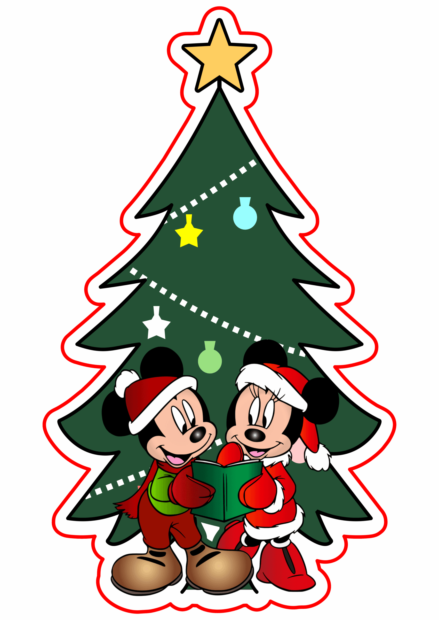 Christmas tree Mickey and Minnie Mouse cute image cartoon decoration disney characters transparent background png