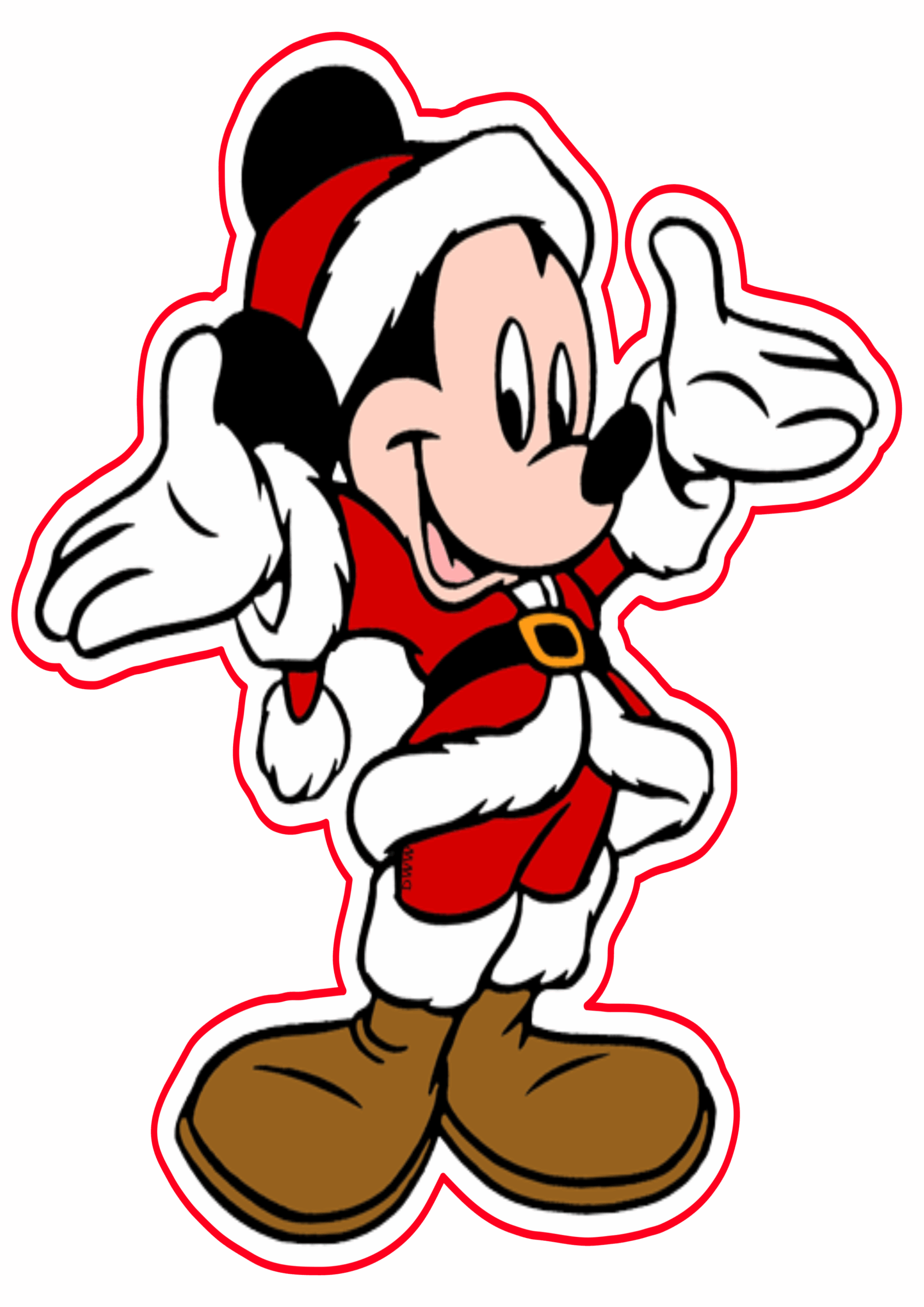 Mickey Mouse santa claus costumed cute image cartoon decoration disney characters transparent background png