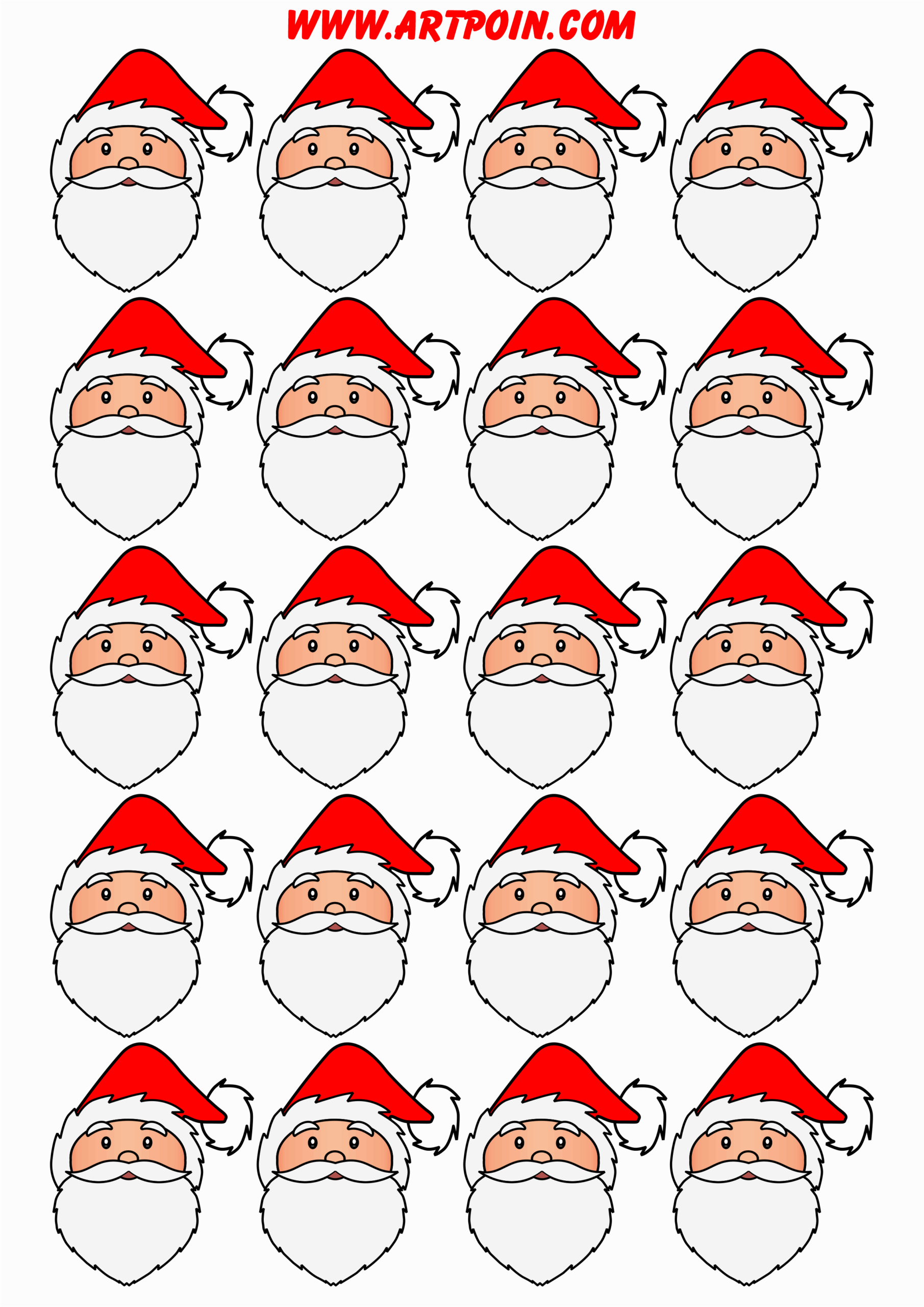 Papai noel adesivos sticker cartela com 20 unidades png