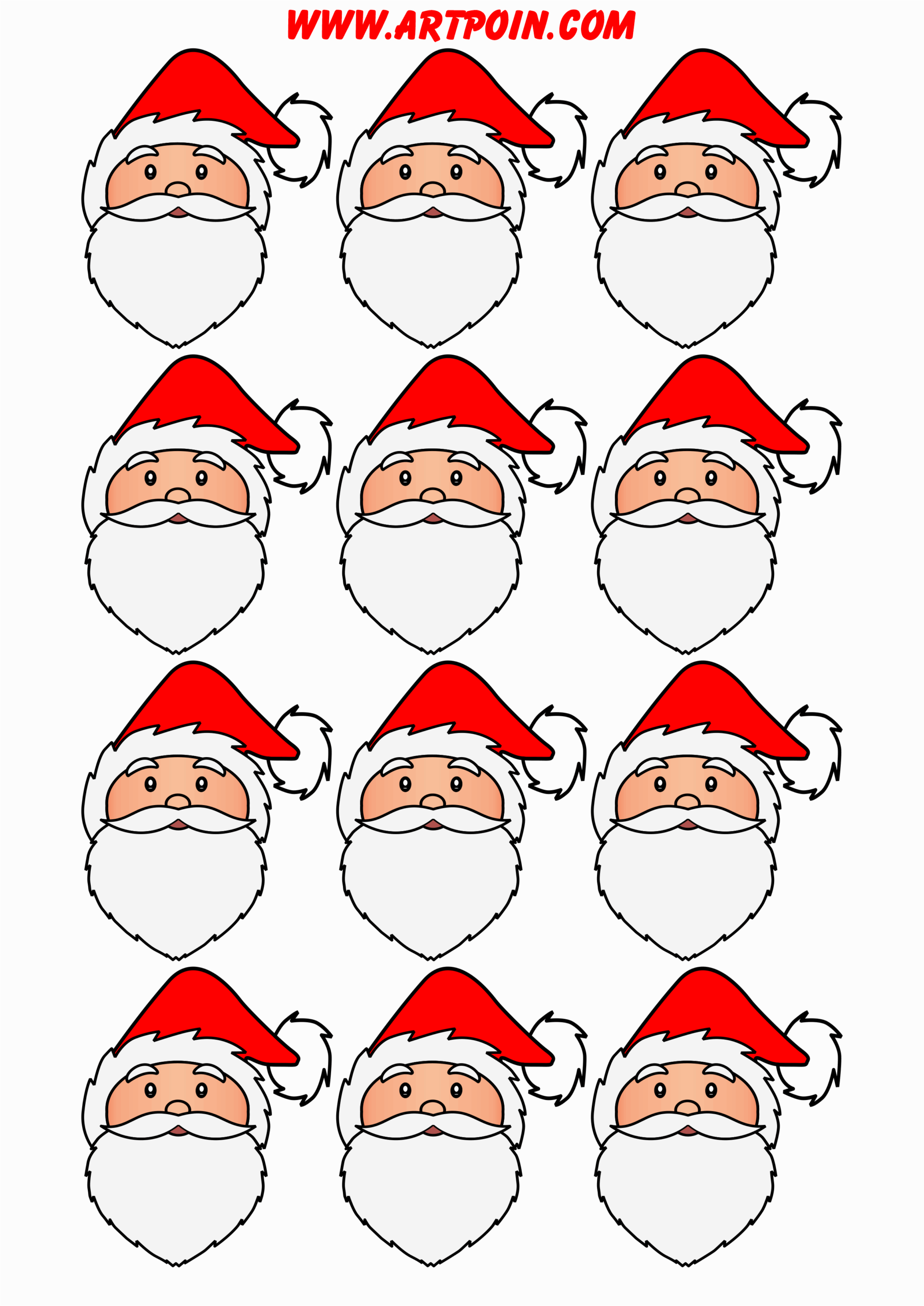 Papai noel adesivos sticker cartela com 12 unidades png