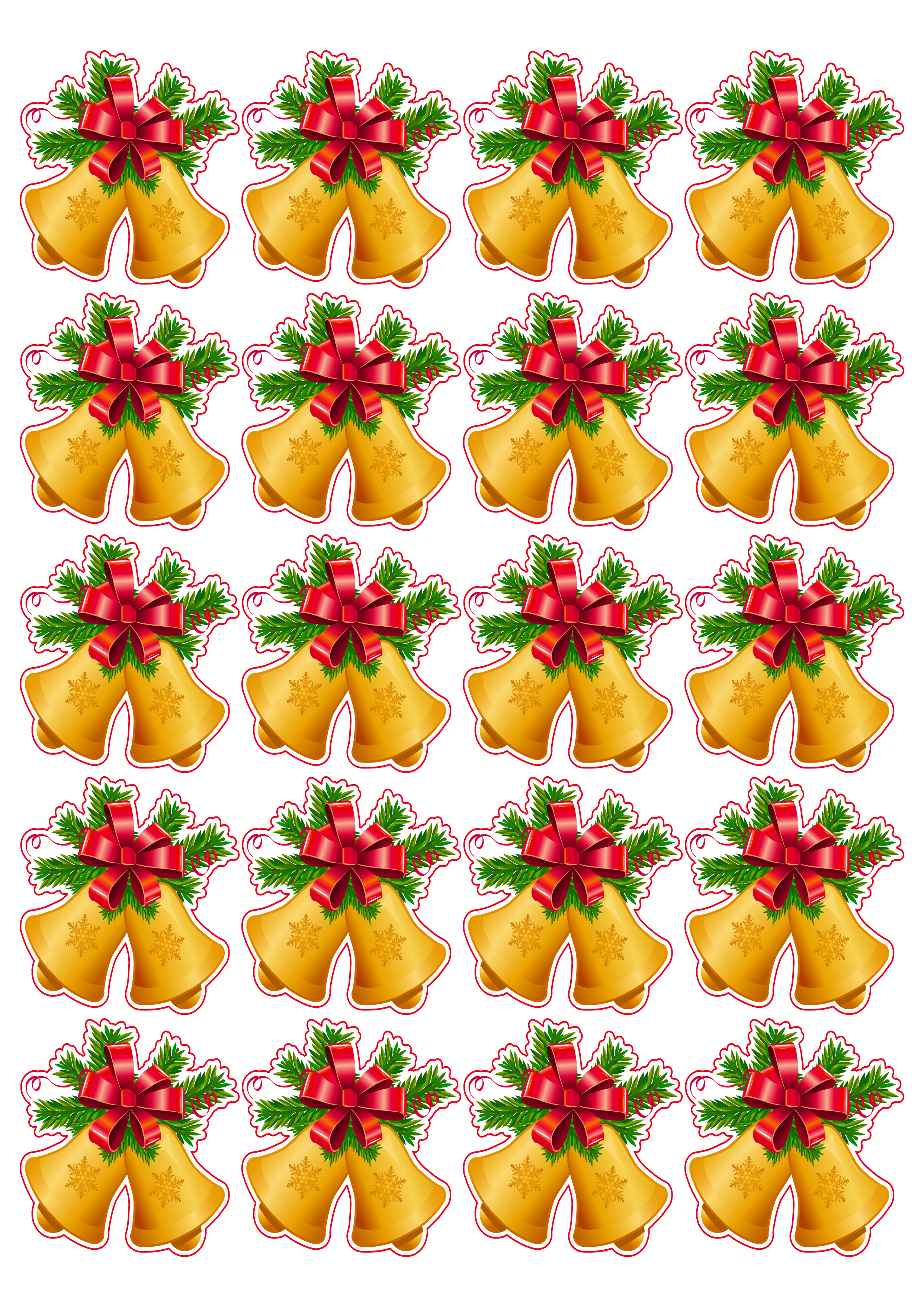 Tags stickers sinos de natal com contorno para recorte 20 unidades png