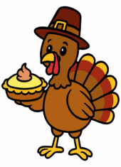 thanksgiving turkey holding pie