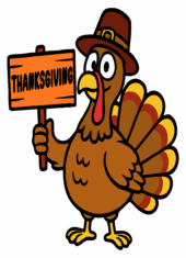 thanksgiving turkey holding wooden board