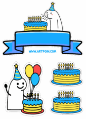 topo de bolo de aniversário flork of cows azul para imprimir