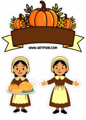 cake topper thanksgiving simple drawing girl typical food