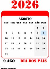 feriados e datas comemorativas de agosto calendário 2026