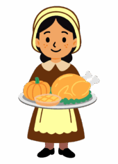 thanksgiving simple drawing girl typical food