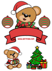 Christmas teddy bear cute image cake topper