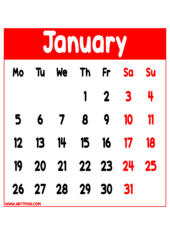 calendar 2026 january