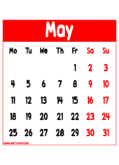 calendar 2026 may