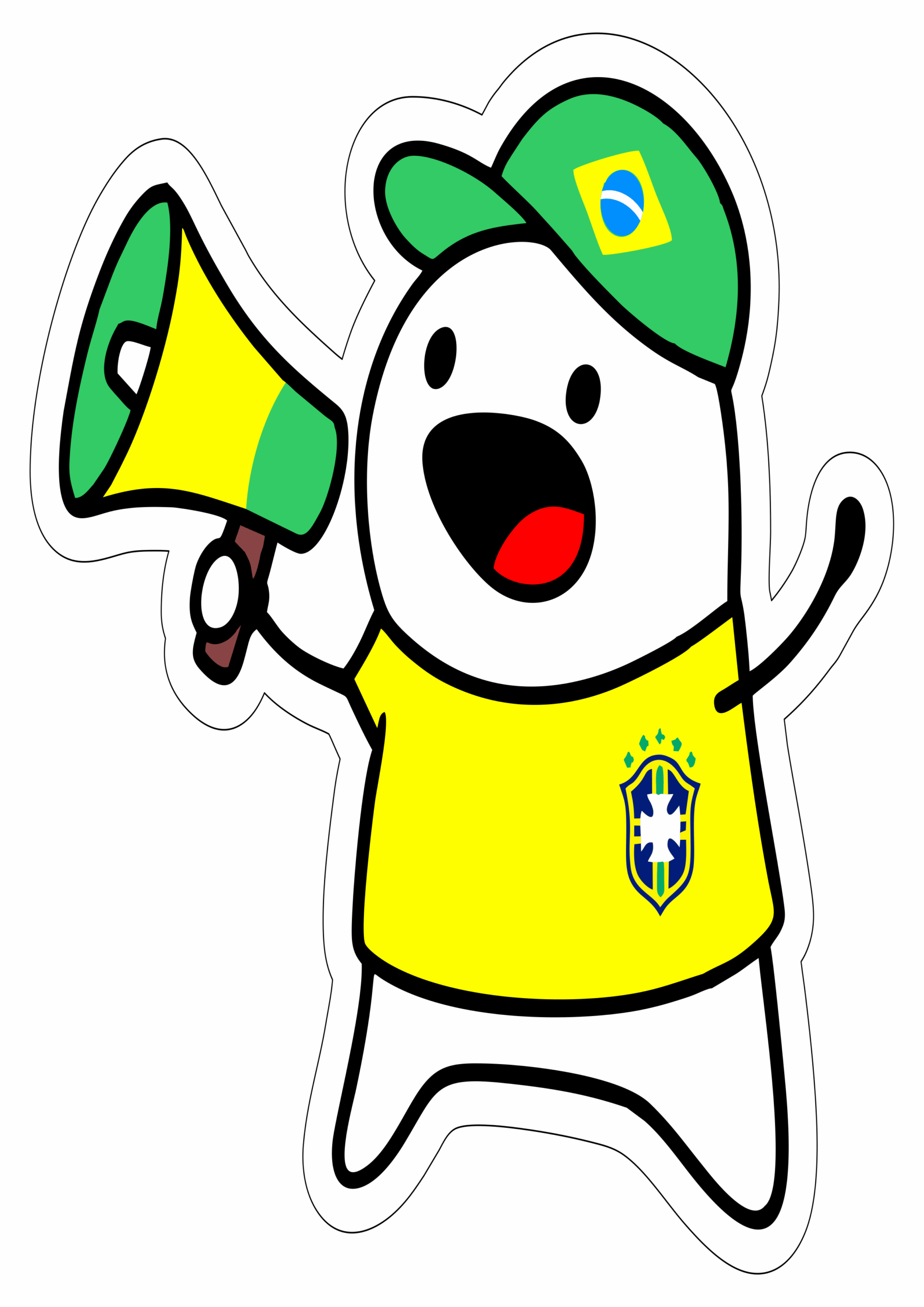 Copa do mundo 2026 torcedor do Brasil Flork of cows figurinhas engraçadas gritando no megafone png
