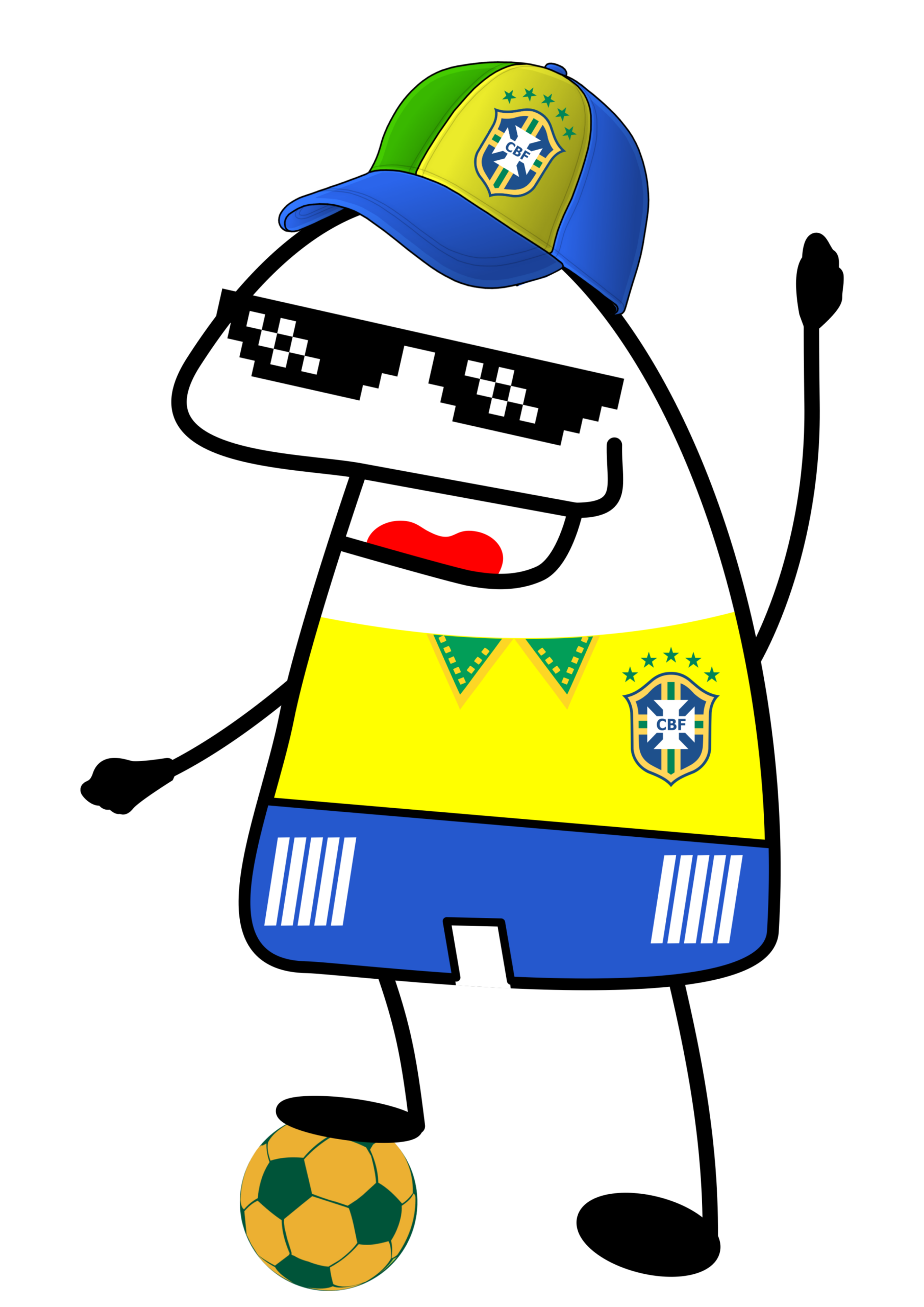 FIFA world cup 2026 USA Mexico and Canada Flork of cows brazilian fan wearing cap and uniform yellow and green png