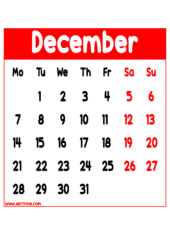 calendar 2026 december