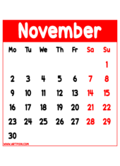 calendar 2026 november