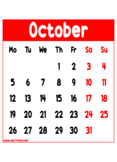 calendar 2026 october