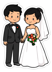 casal de noivos apaixonados desenho simples