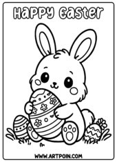 Happy easter coloring page