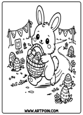 Happy easter coloring page cute image