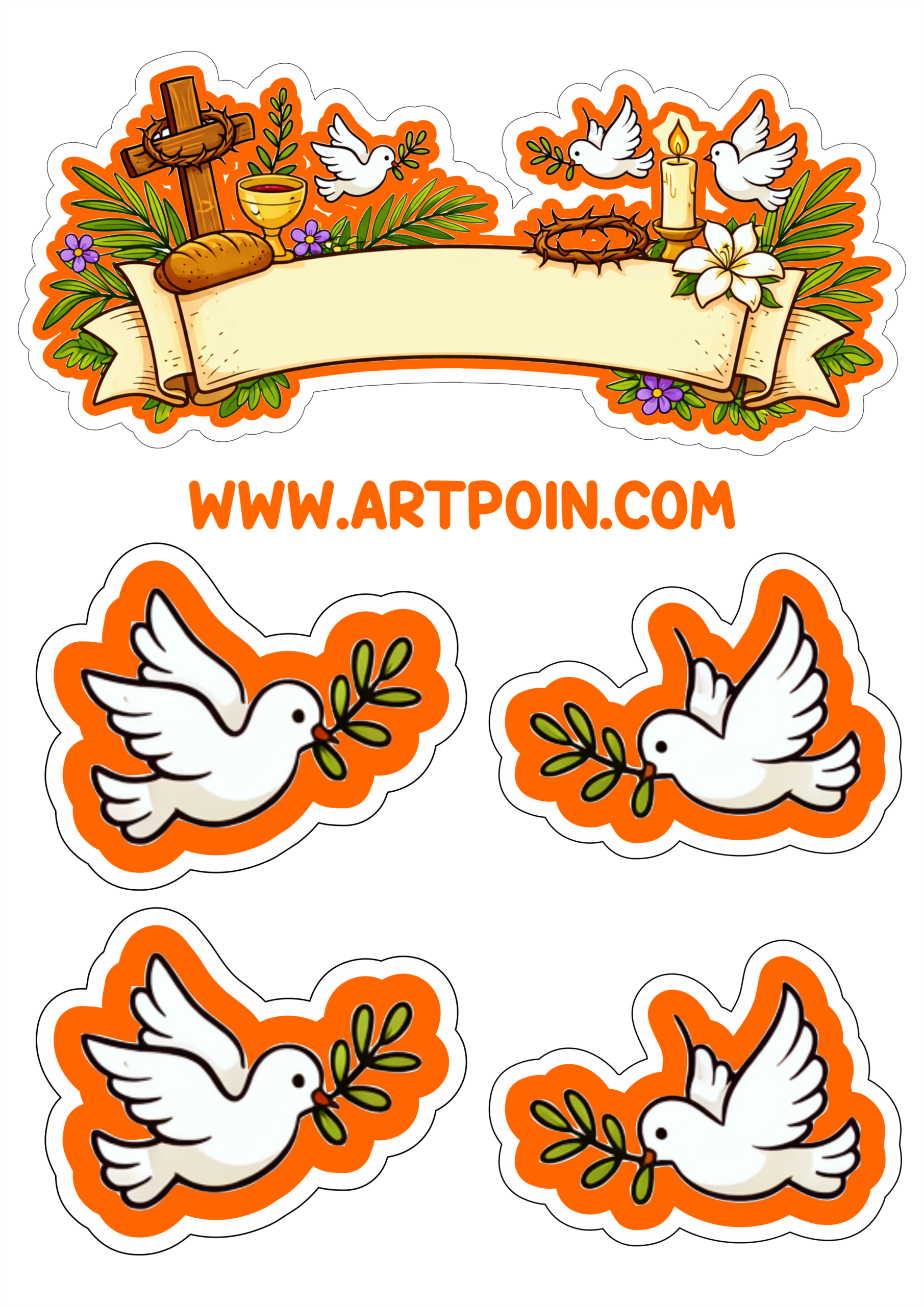 Holy Week cake topper printable image for decoration png