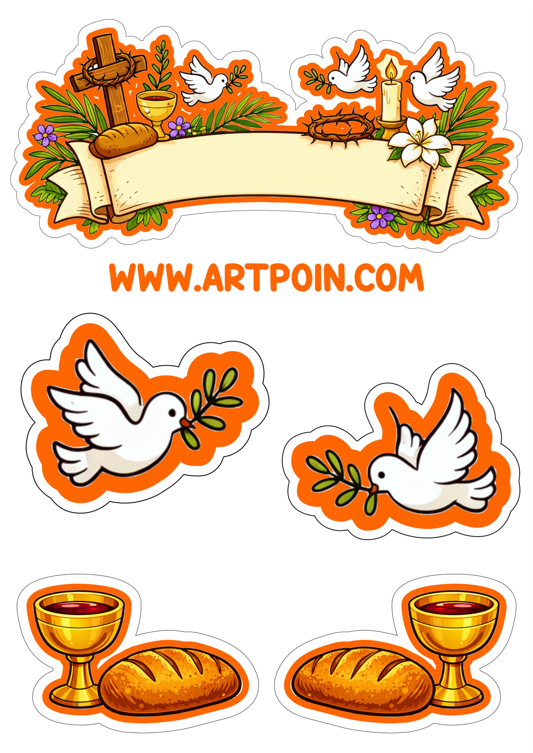 Holy Week cake topper printable image for decoration and craftsmanship png