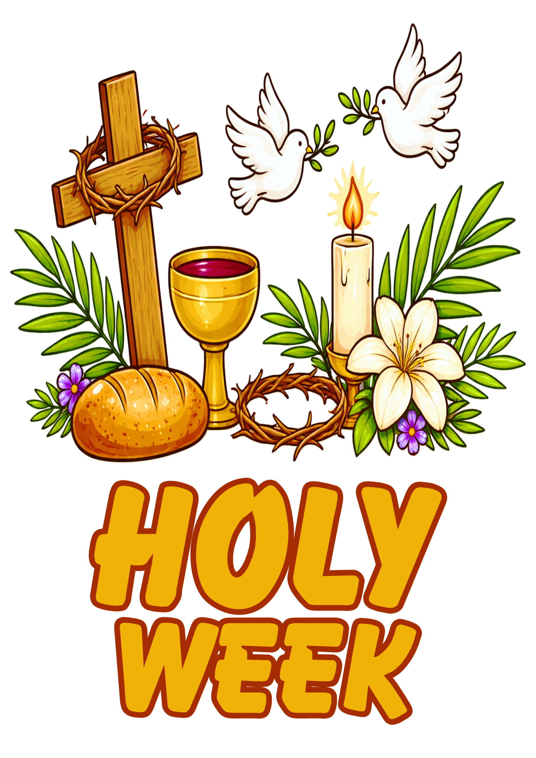 Holy week image simple drawing easter symbols png
