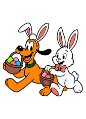 Pluto com coelhinho da páscoa turma do mickey mouse