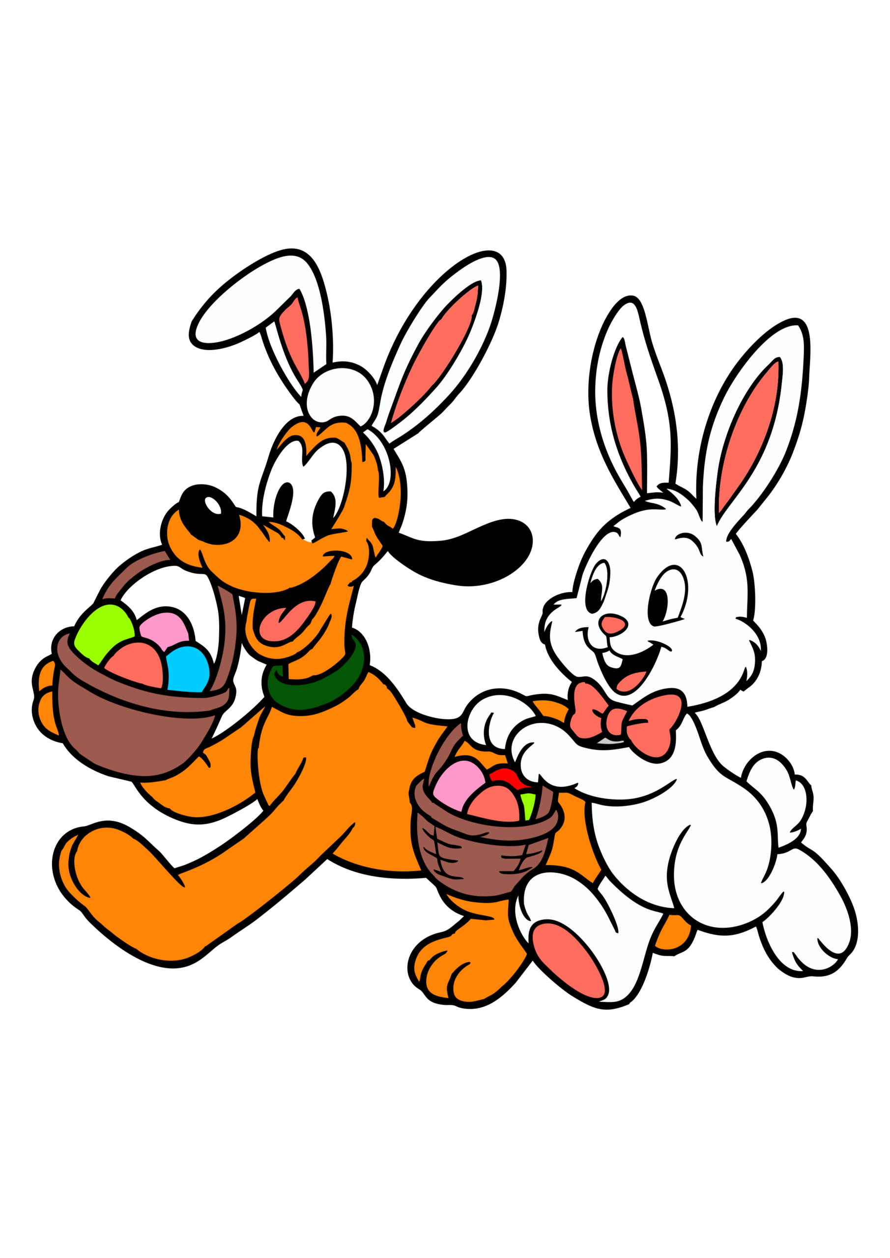 Pluto and easter bunny cute image Disney characters Mickey Mouse graphic arts cartoon png