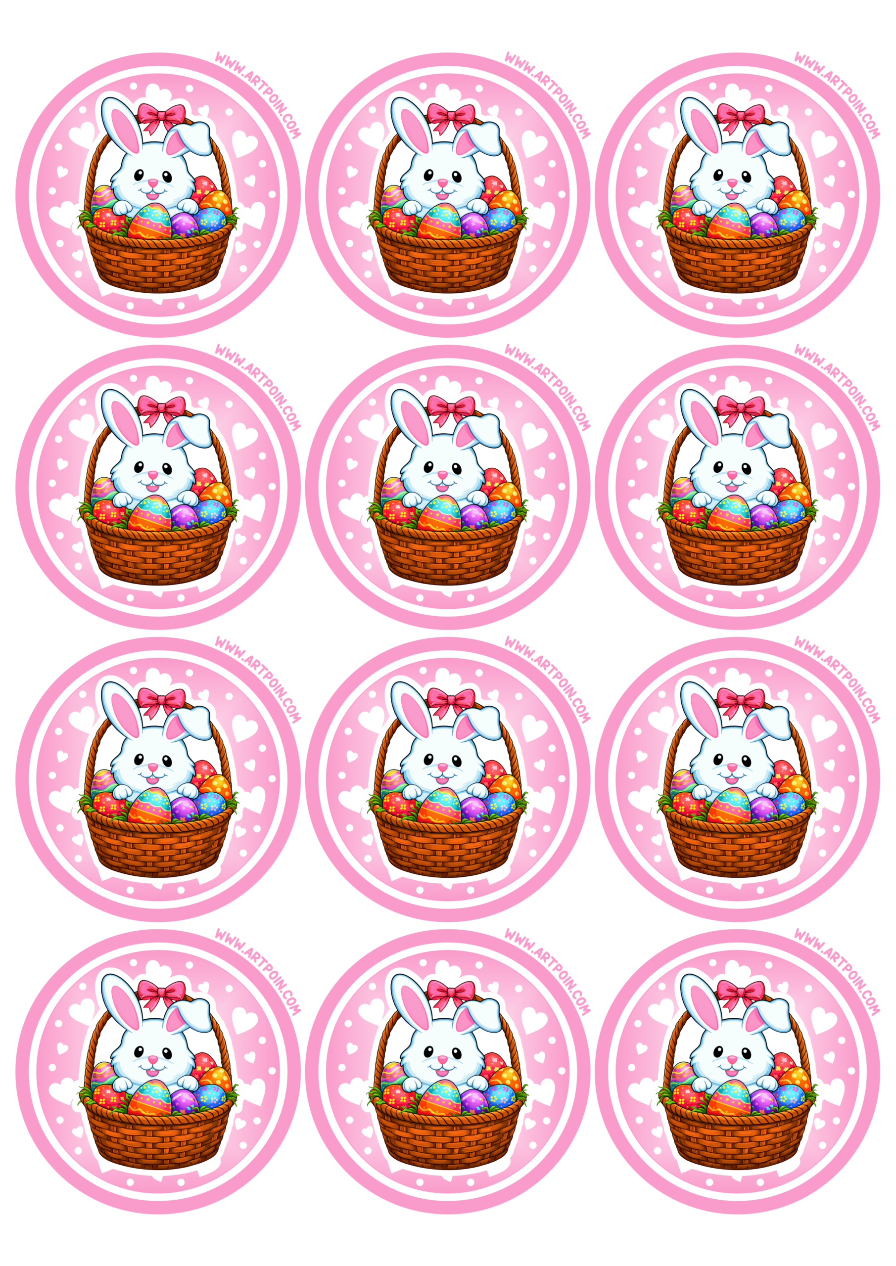 Adesivos redondos para decoração de páscoa festas de aniversário mimos e designers em geral pronto para baixar e imprimir 12 imagens png