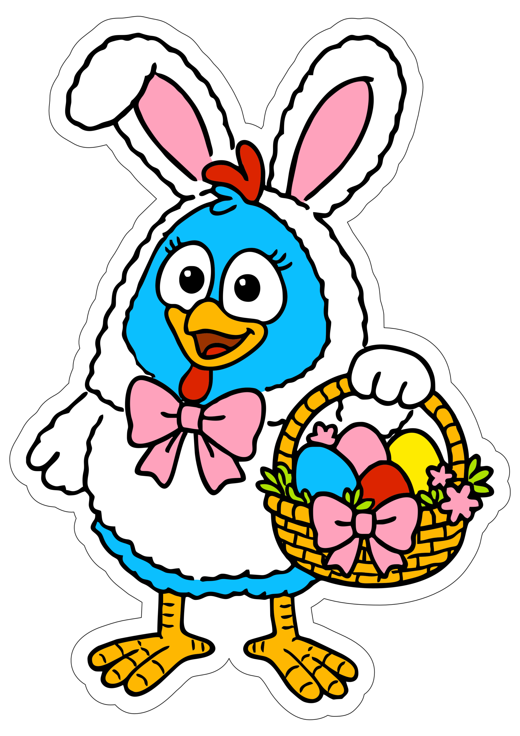 Lottie Dottie Chicken happy easter simple drawing clean background bunny costume png