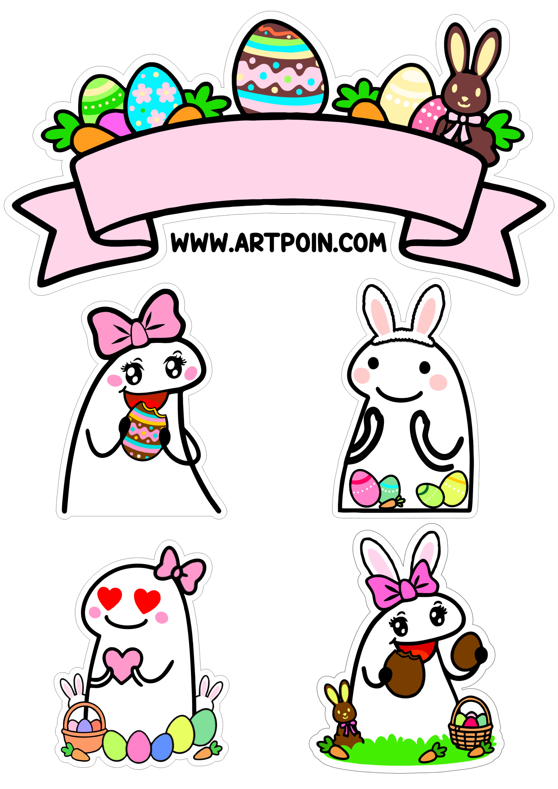 Cake topper flork of cows easter special decor your party with funny drawing graphic arts printable png
