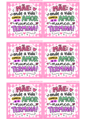 dia das mães adesivo quadrado cor de rosa com frase para imprimir 6 imagens