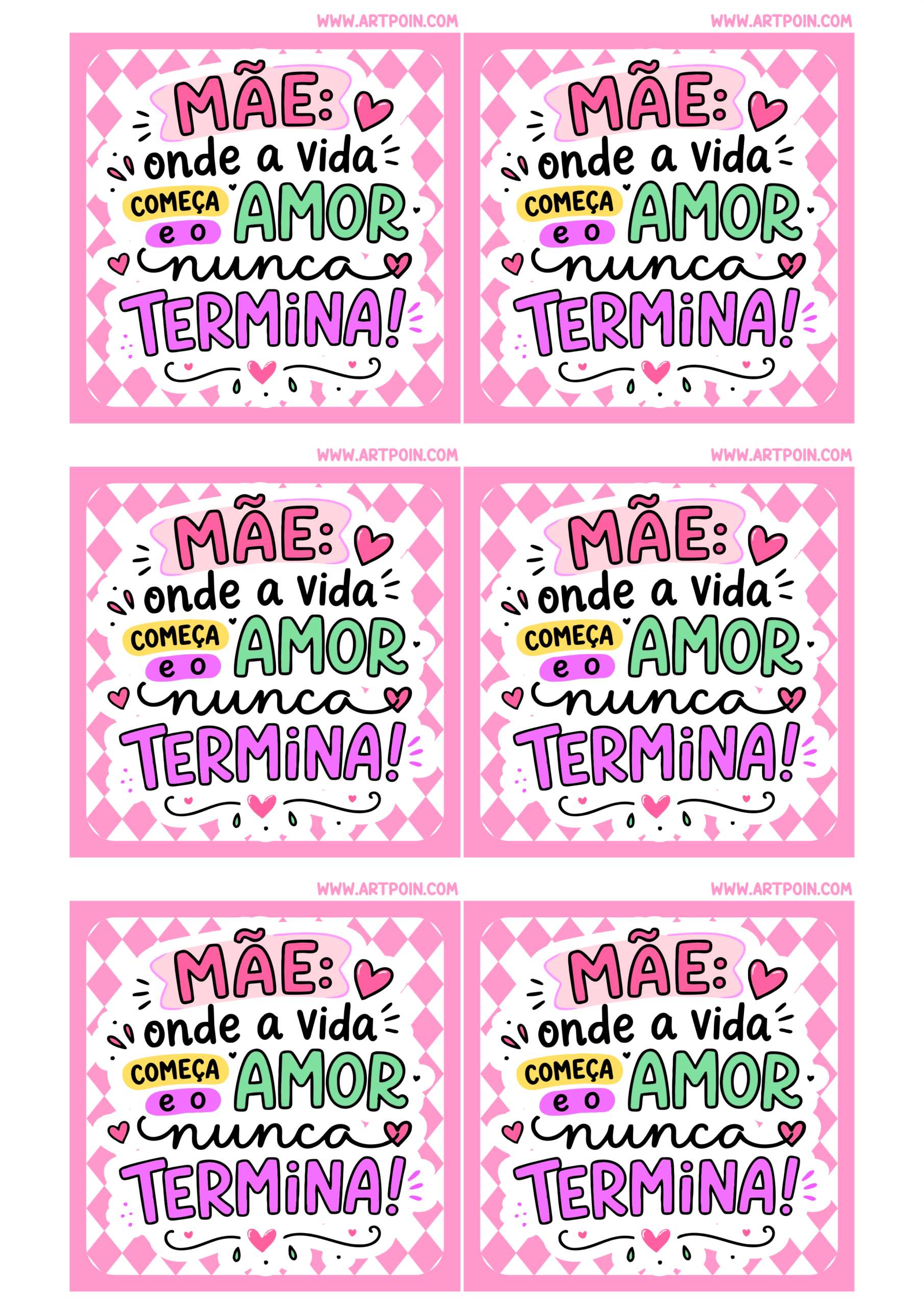 Dia das mães adesivos quadrados com frase fofinha ideal para decoração de festas mimos e presentes 6 imagens png