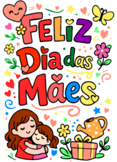 feliz dia das mães artes com fundo transparente