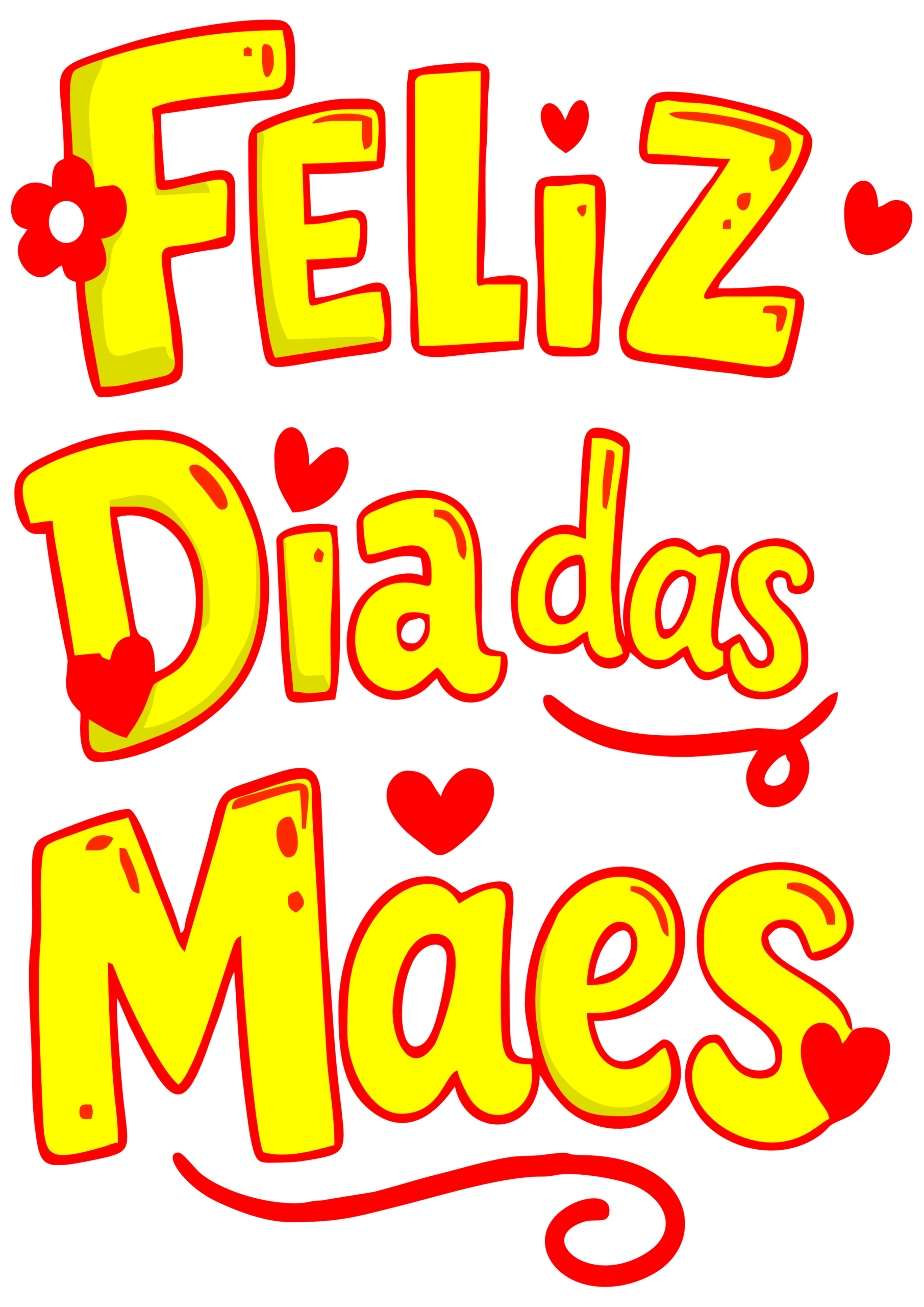 Feliz dia das mães desenho simples ideal para estampas e designers letreiro amarelo com bordas vermelhas png