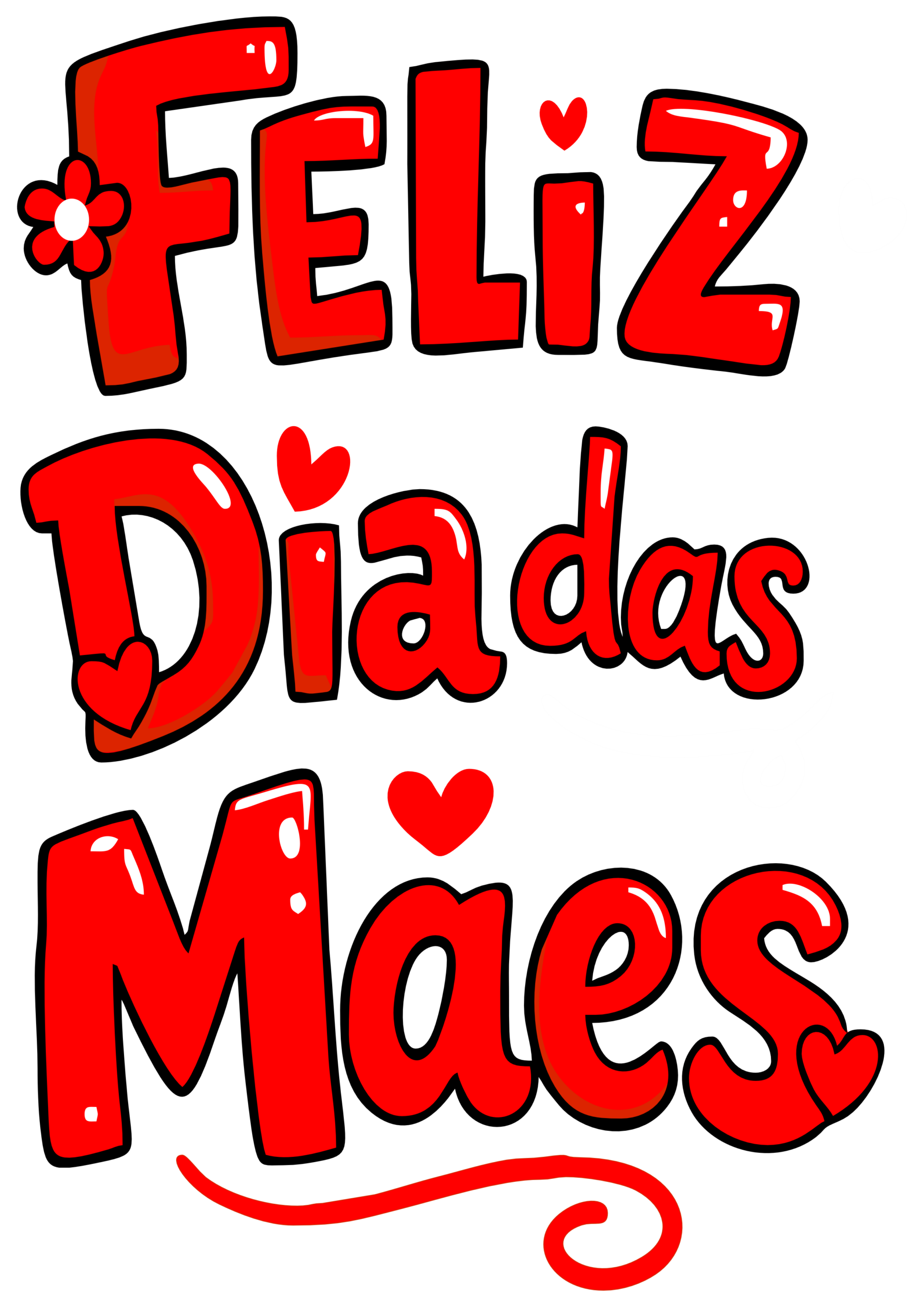 Feliz dia das mães desenho simples ideal para estampas e designers letreiro vermelho pronto para imprimir png