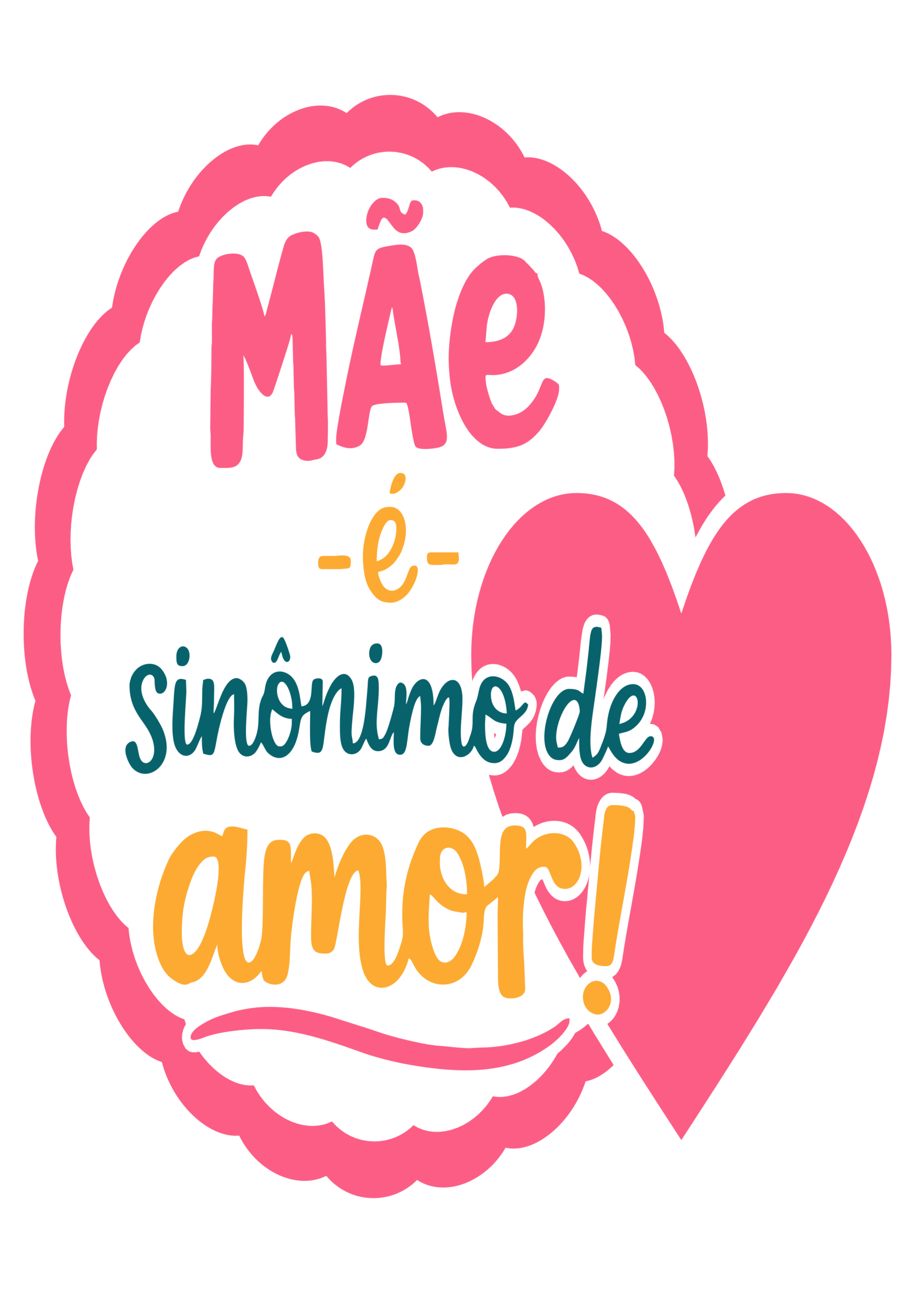 Frases para o dia das mães mãe é sinônimo de amor adesivo redondo com coração papelaria criativa para decoração png