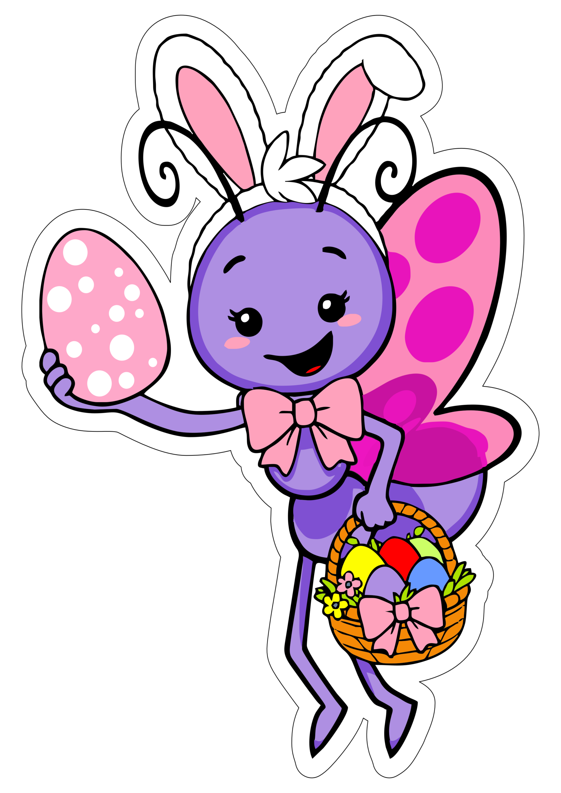 Lottie Dottie Chicken happy easter simple drawing clean background Lil Butterfly png
