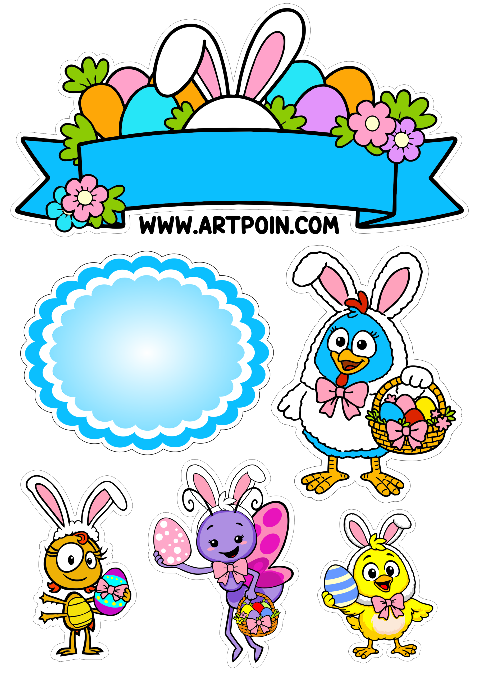 Cake topper printable Lottie Dottie Chicken easter special childrens decoration png