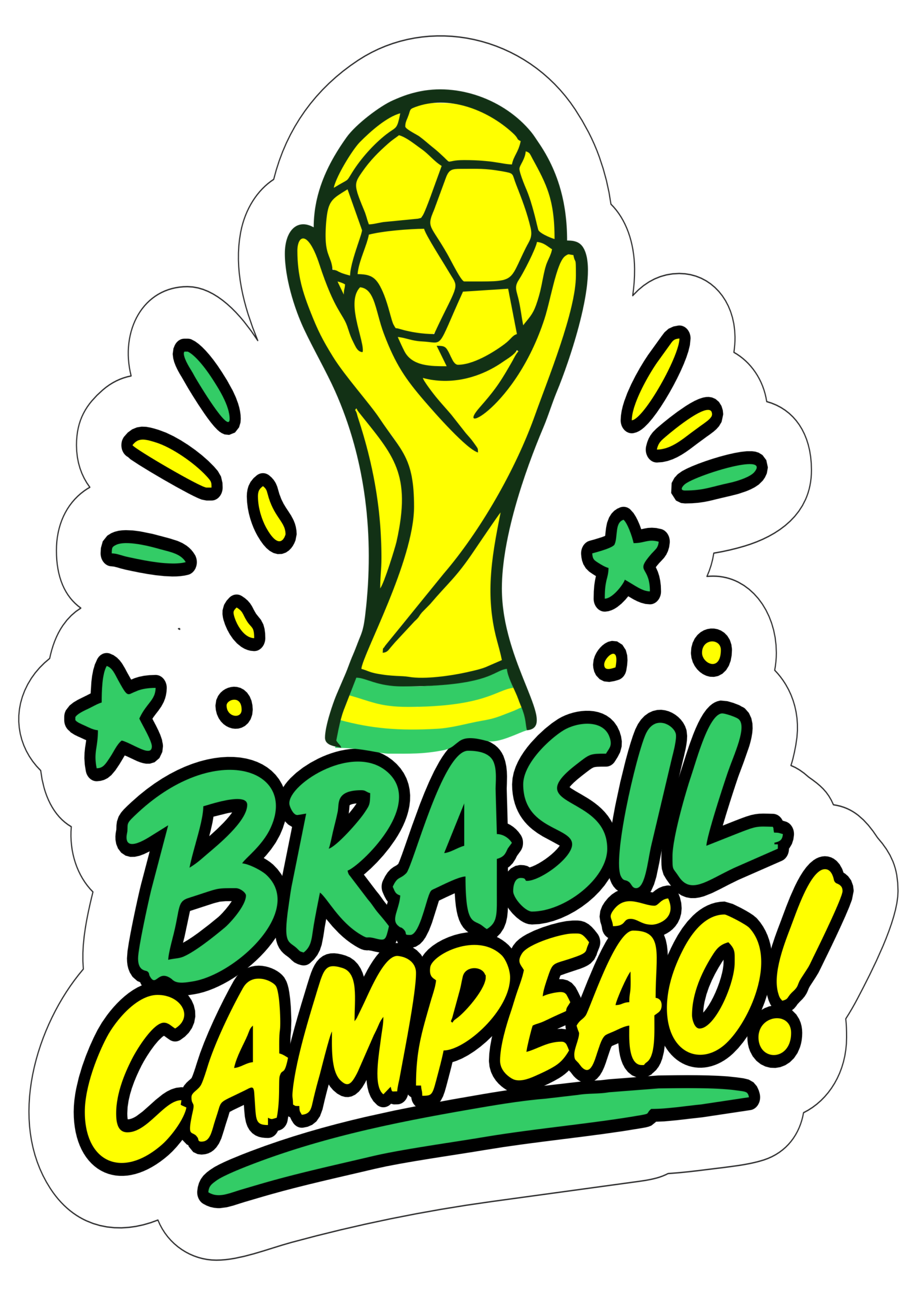 Copa do mundo 2026 Brasil campeão logo torcida verde e amarela fundo transparente png